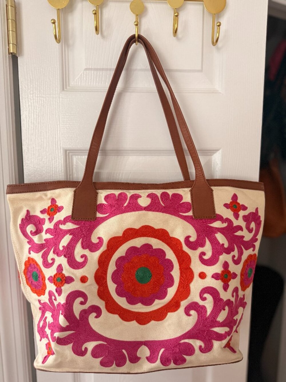 Boden Suzani embroidered canvas & leather bag | New Condition - Picture 2 of 8